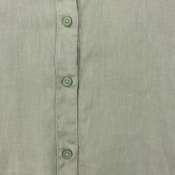 Lauren Ralph Lauren Linen Blouse Top M Short Sleeve Tan Beige Cuffable Lagenlook - Picture 5 of 11